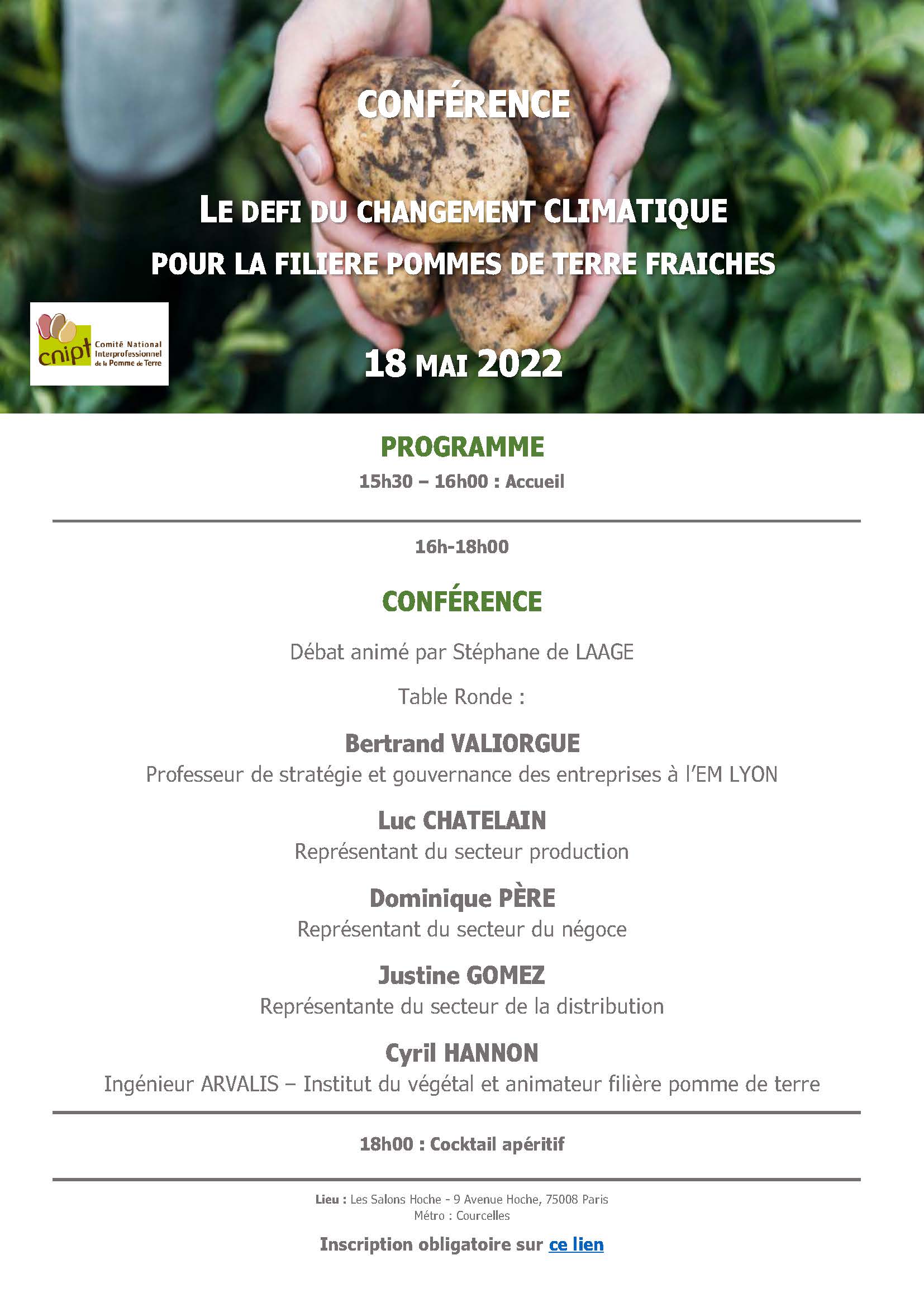 Conférence CNIPT « Le défi du changement climatique pour la filière pommes de terre fraîches »